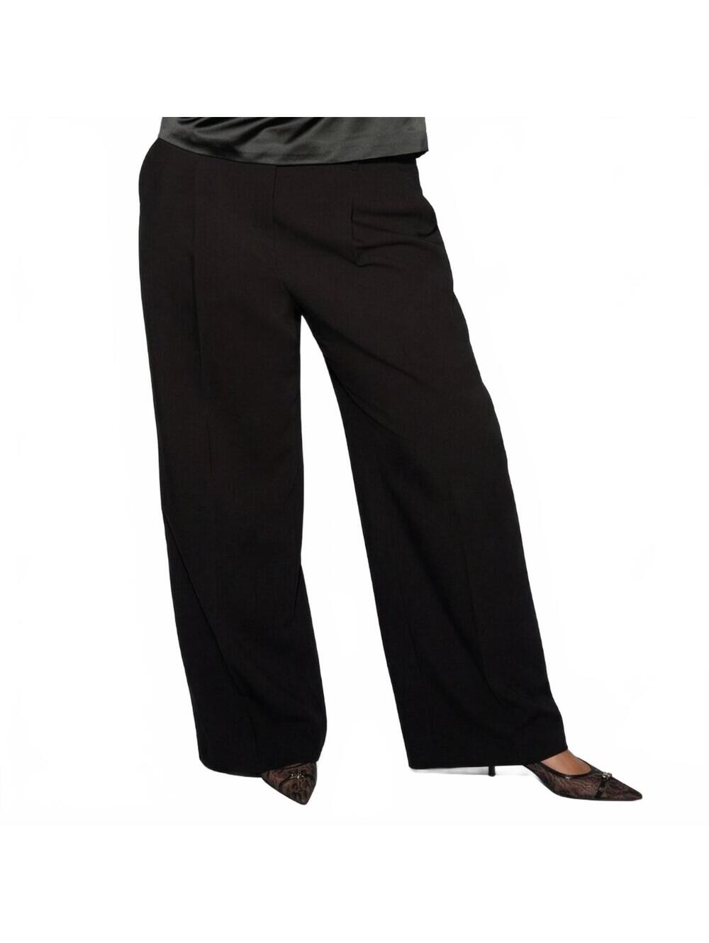 Abercrombie & Fitch Curve Love Sloane Tailored Wide Leg Pant Black 34 Tall